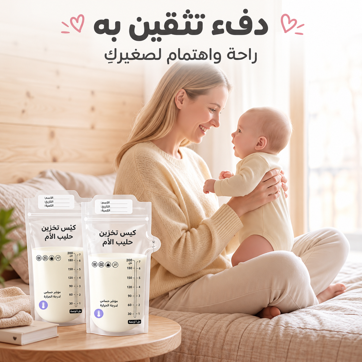 🤍أكياس تخزين حليب الأم  50 حبه ( بمقياس الحراره )🤍